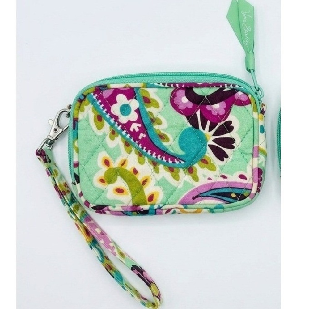Vera Bradley Lilli Bell Smart Phone Wristlet Wallet Mint Green Floral Retired